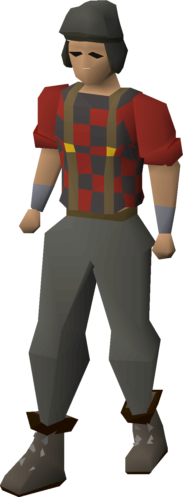OSRS character wearing the full Lumberjack outfit — a skilling XP outfit
